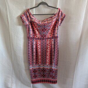 Maggy London Melanie Lyne Off The Shoulder Scuba Midi Dress Size 12 Bodycon